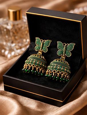 Green Butterfly Jhumka