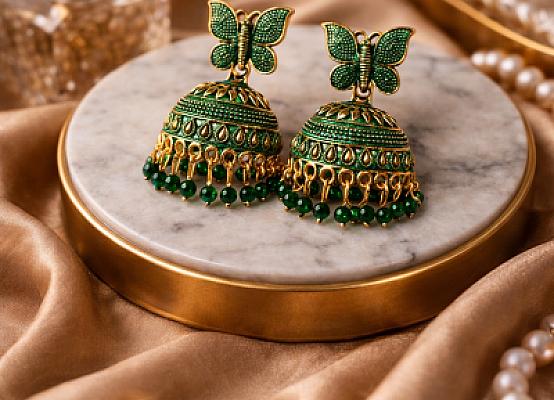 Green Butterfly Jhumka