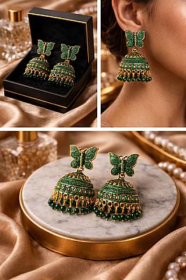 Green Butterfly Jhumka