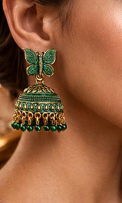 Green Butterfly Jhumka