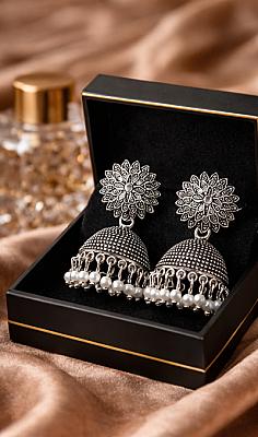 Silver Jhumka Earrings