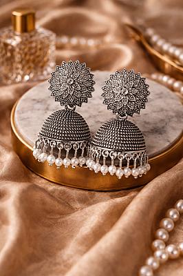 Silver Jhumka Earrings