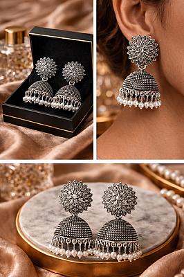 Silver Jhumka Earrings
