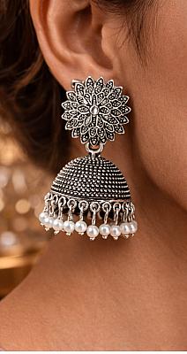 Silver Jhumka Earrings