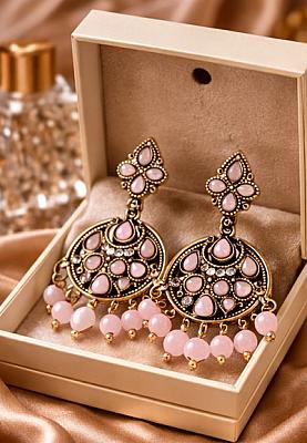 Pink Chandbali Earrings