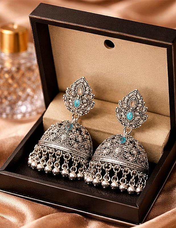 Silver Jhumka Earrings