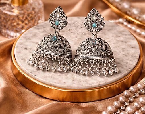 Silver Jhumka Earrings