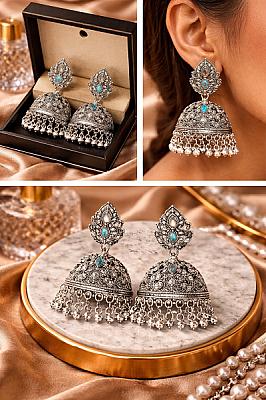 Silver Jhumka Earrings