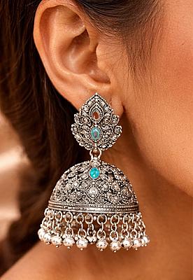 Silver Jhumka Earrings