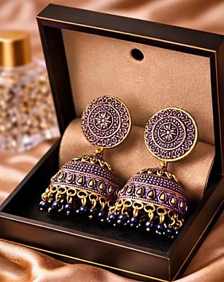 Blue And Gold Jhumka