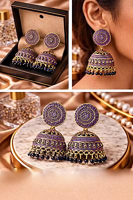 Blue And Gold Jhumka