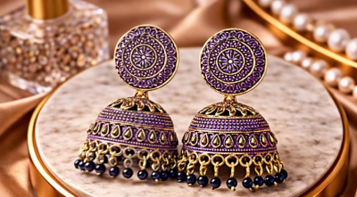 Blue And Gold Jhumka