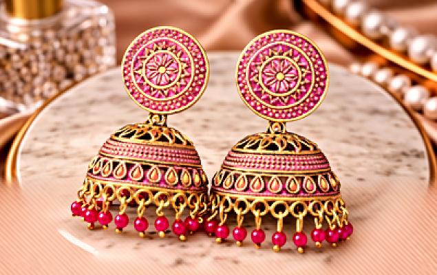 Pink Gold Jhumka
