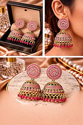 Pink Gold Jhumka