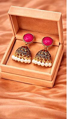Golden  Pink Jhumka 