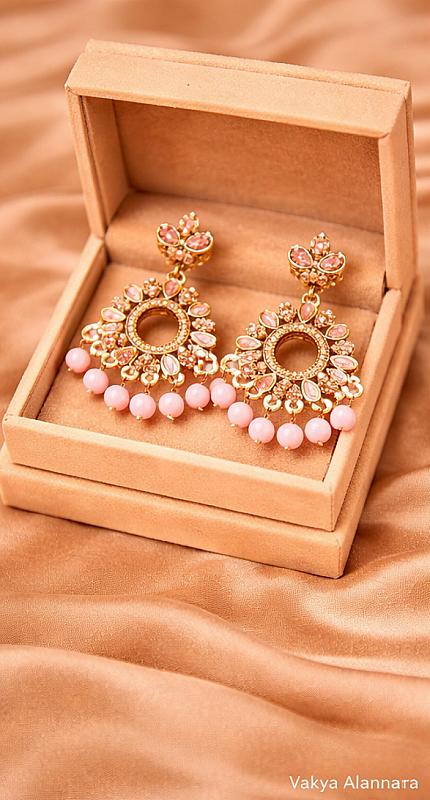 Pink Chandbali Earrings