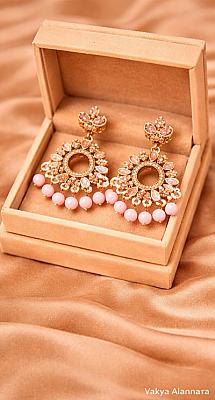 Pink Chandbali Earrings