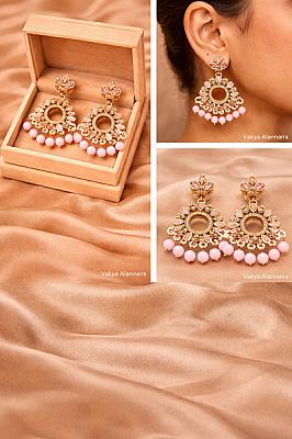 Pink Chandbali Earrings