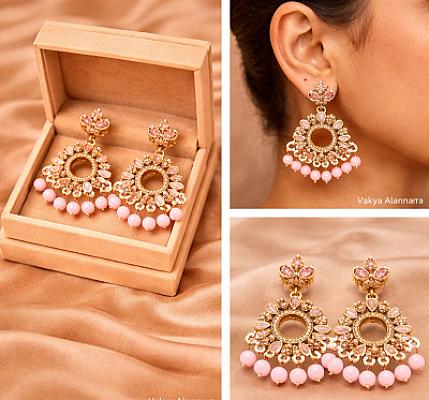 Pink Chandbali Earrings