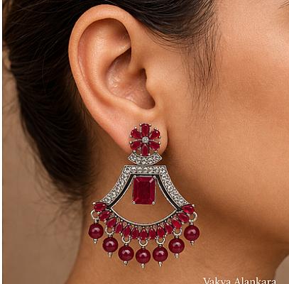 Silver Chandbali Earrings