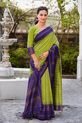 Vakya Semi Silk Saree Green