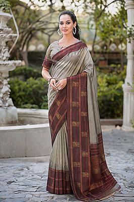 Vakya Semi Silk Saree Gray