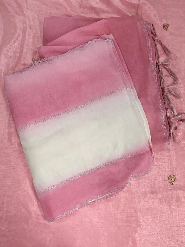 Malai Silk Saree(Pink & White Color) 