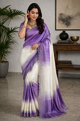 Malai Silk Saree(Blue & White Color) 