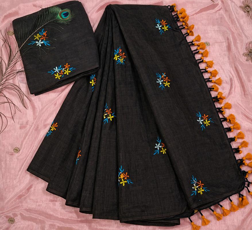 Brown Pure Cotton Saree