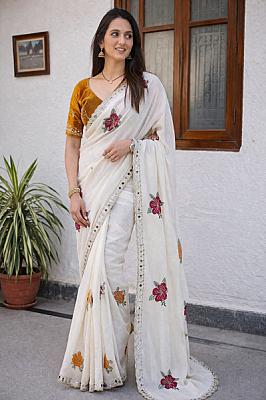 Mirror Rangoli Silk saree
