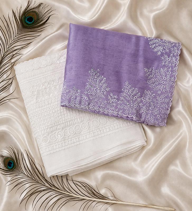 Lavender silk saree