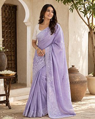 Lavender silk saree