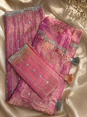 Onion Pink Space Silk Saree