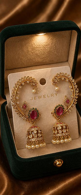 Peacock Earcuff Jhumka