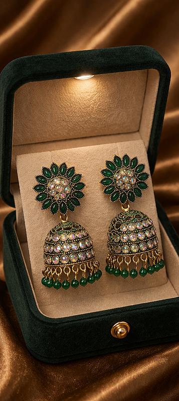 Green Oxidised Jhumka