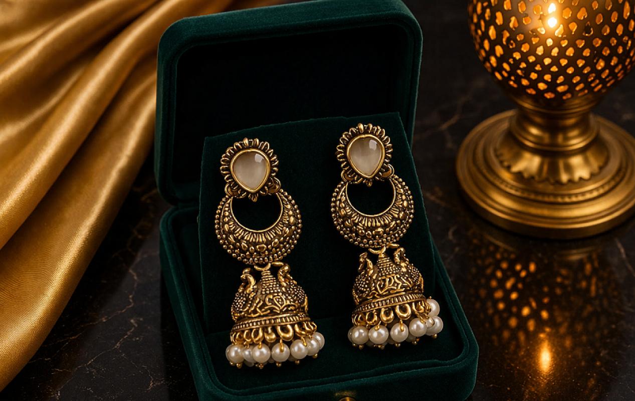 Pearl Golden Jhumki