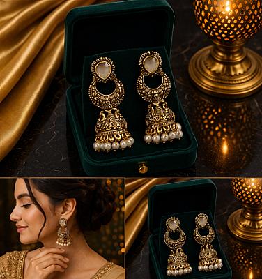 Pearl Golden Jhumki