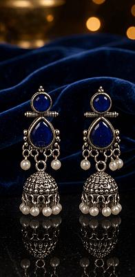 Pearl Oxidised Jhumka