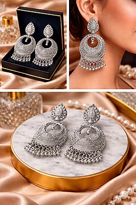 Silver Chandbali Earrings