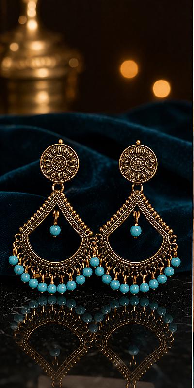 Oxidised Chandbali Erring