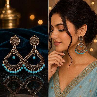 Oxidised Chandbali Erring