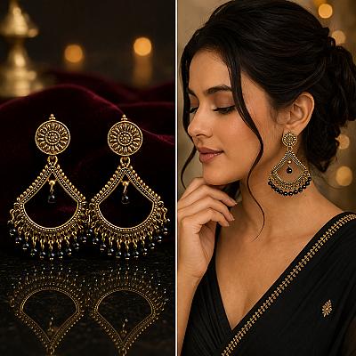 Oxidised Chandbali Earring