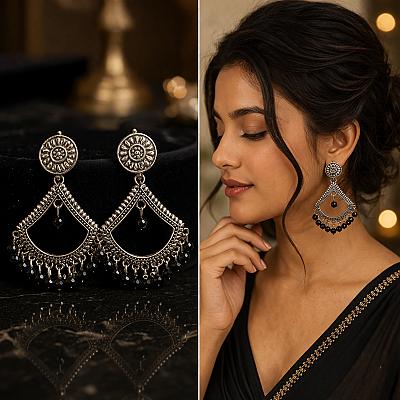 Silver Chandbali Earrings