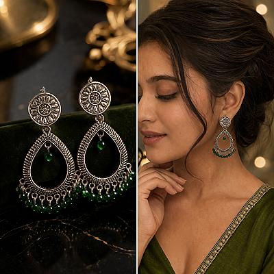 Silver Chandbali Earrings