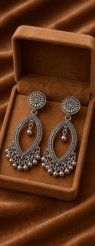 Silver Chandbali Earrings