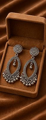 Silver Chandbali Earrings