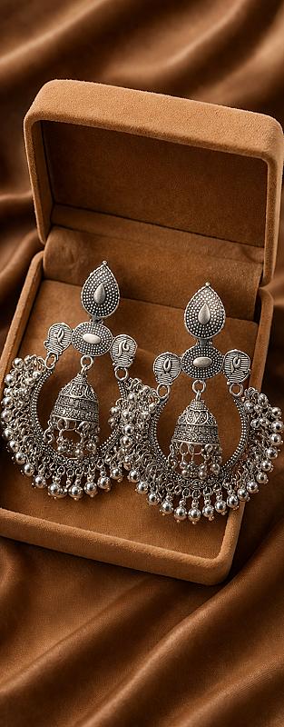 Silver Chandbali Earrings