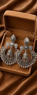 Silver Chandbali Earrings