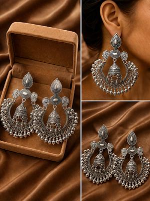 Silver Chandbali Earrings