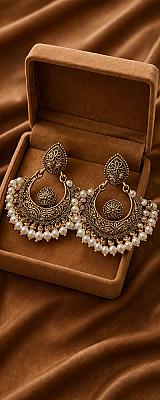 Golden Chandbali Earrings